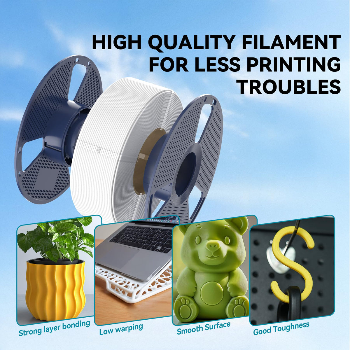 SUNLU PLA Filament 1.75mm Black PLA 1KG, Neatly Wound 3D Printer Filament