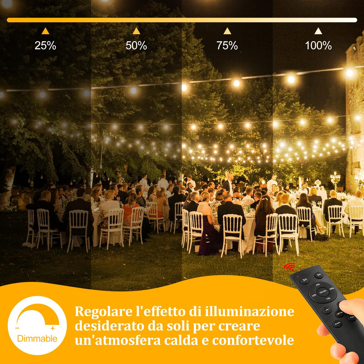 Warlisou Outdoor Festoon Light Mains Powered with Timer & Dimmable 15M String Lights LED Bulb Shatterproof, Waterproof Garden Lights for Outside Pergola Party Gazebo