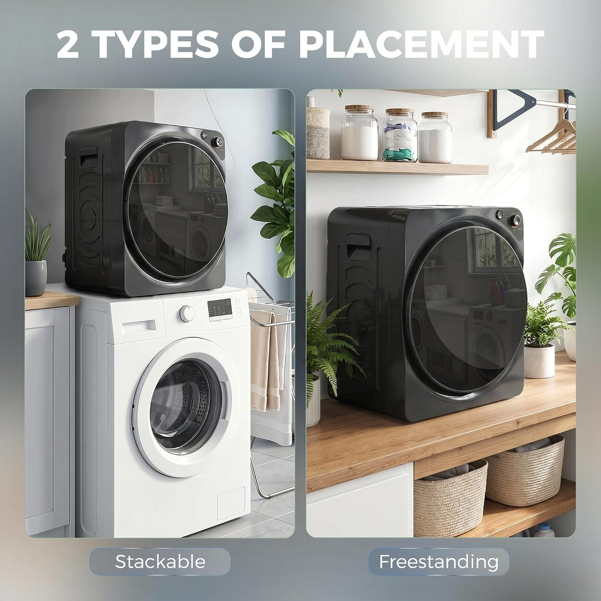HOMCOM Vented Tumble Dryer, 5kg Wet Laundry/3kg Dry Capacity, 1000W, Black