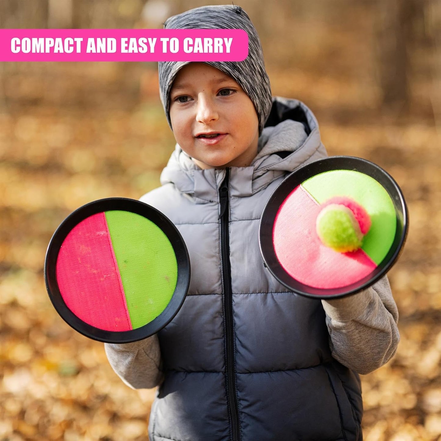 The Magic Toy Shop Toss and Catch Ball Set for Kids & Families – 2 Sticky Paddles with Straps & 1 Ball – Fun Outdoor Play Toy for Garden, Beach, Pool, Summer, Sports Day & Family Games