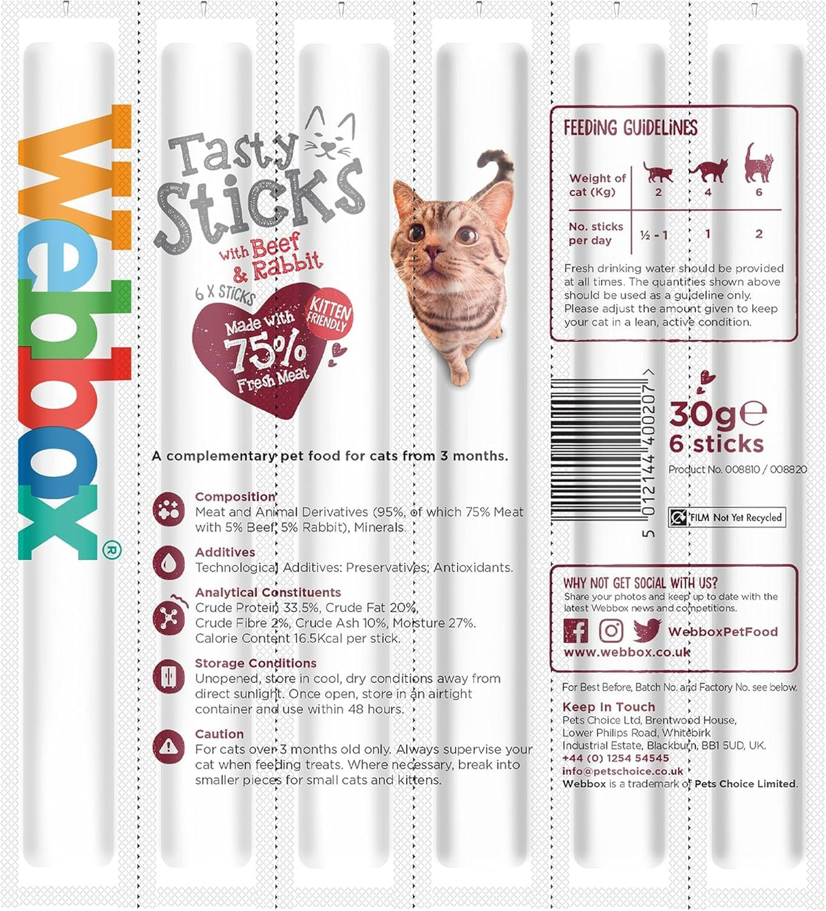 Webbox Cats Delight Tasty Sticks Chews Treats Variety Pack 4 x 6 (24 Sticks)