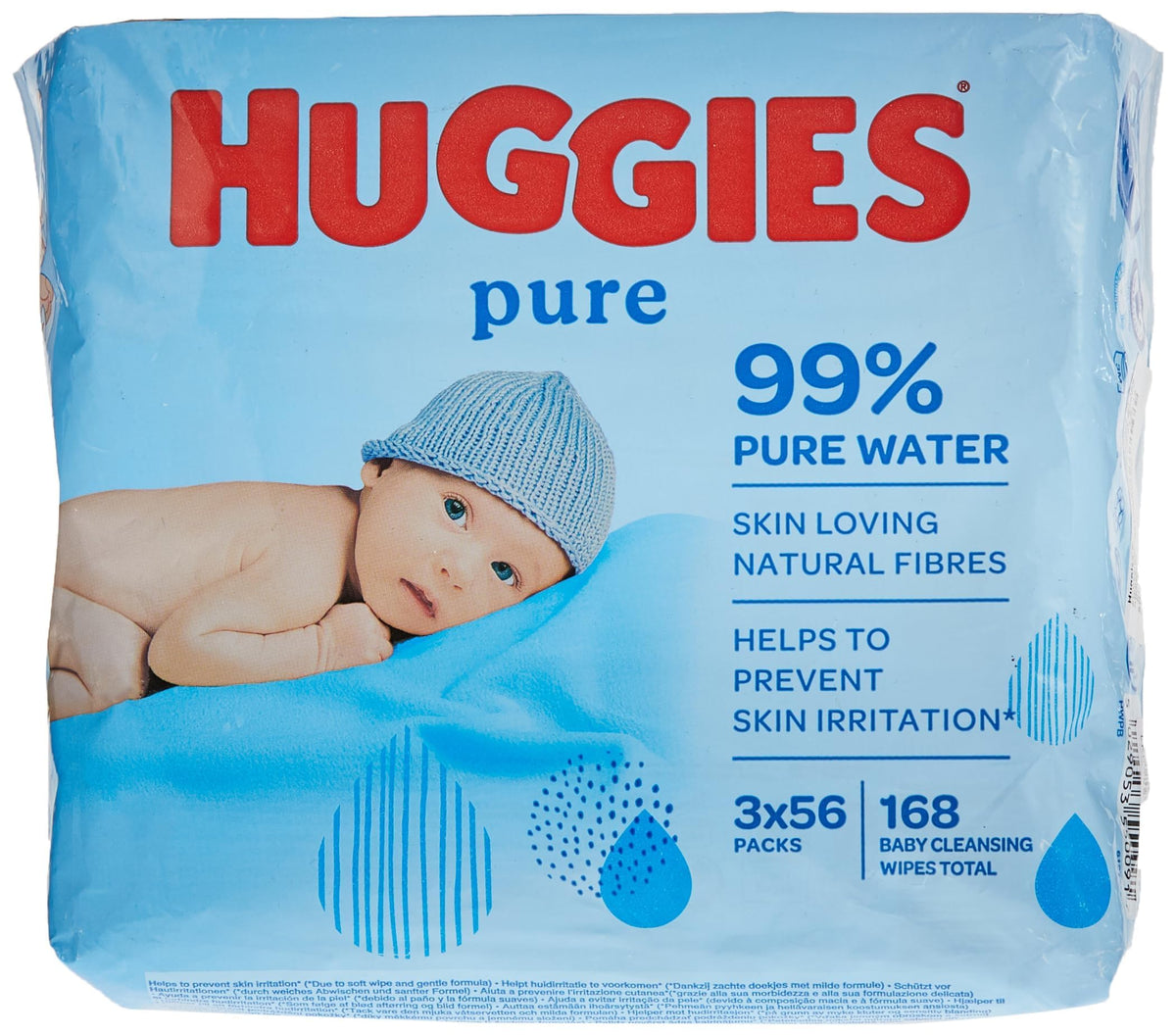 Huggies Pure Plastic Free Baby Wipes - Pack of 12 (576 Wipes) – 99% Water Wet Wipes, Fragrance Free, Hypoallergenic, Better Cleaning, Soft and Gentle on Babies' Delicate Skin