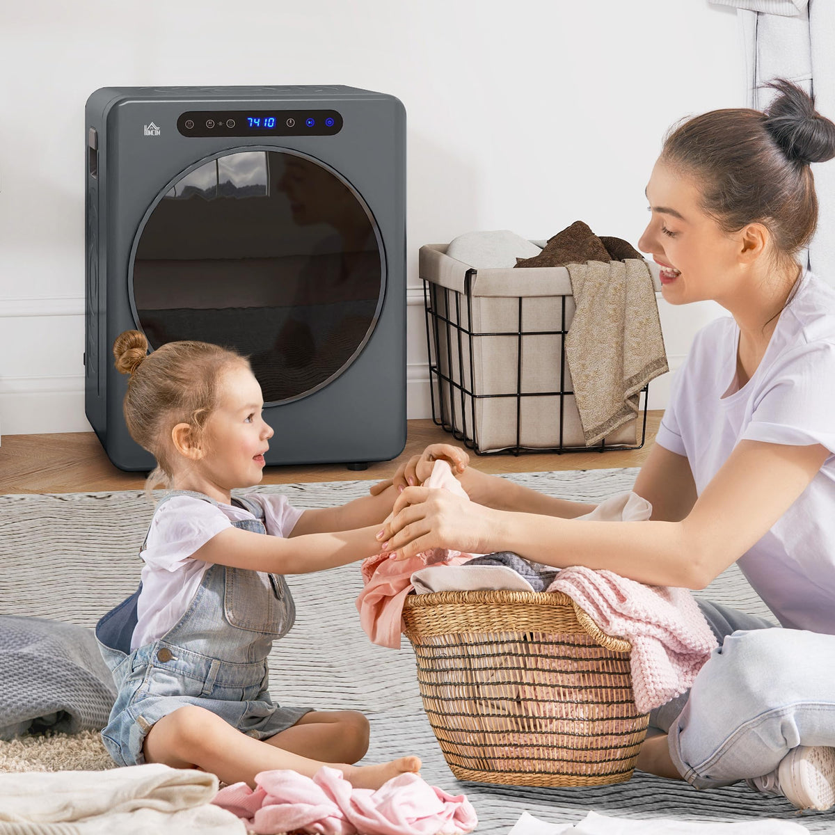 HOMCOM Vented Tumble Dryer 5kg Wet Laundry/3kg Dry Capacity 1000W Black