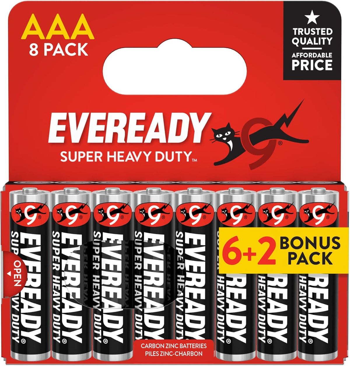 Eveready Super Heavy Duty Carbon Zinc AAA, 8 Pack