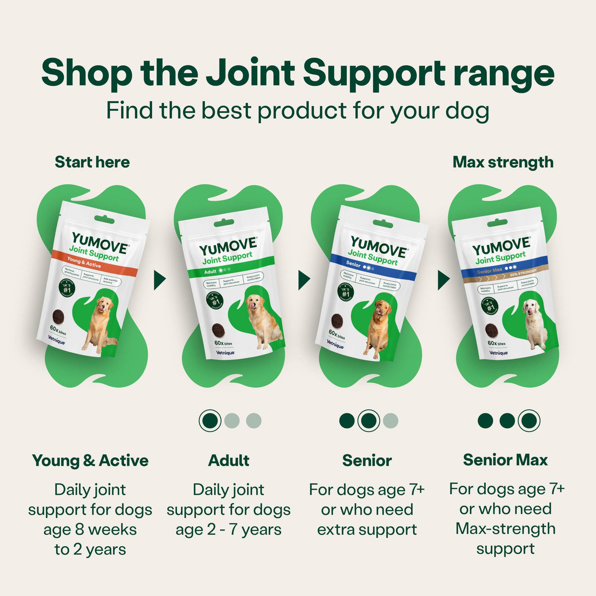 YuMOVE Young and Active Dog | Joint Supplement for Dogs to Support Active and Growing Joints Aged Under 6 | 60 Tablets Clear