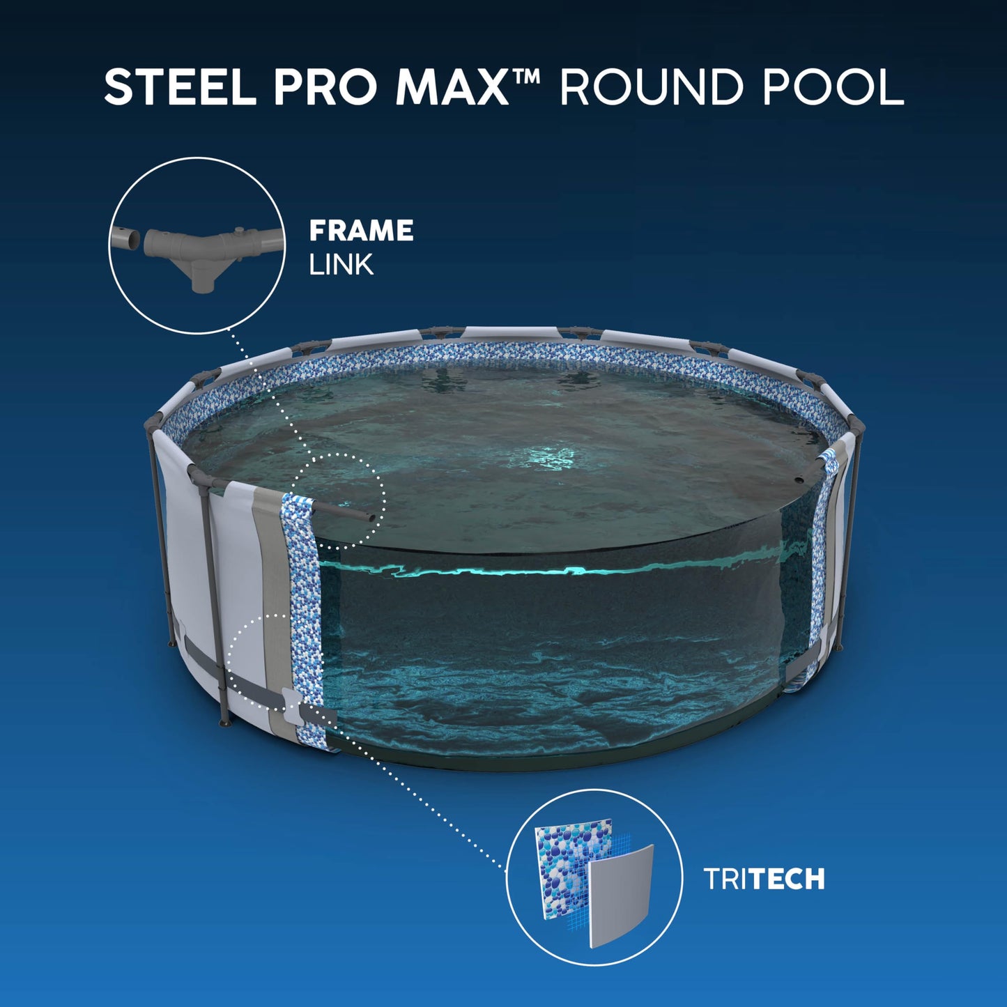 Bestway MAX Steel Pro Round Frame Swimming Pool with Filter Pump, Grey, 10 ft, Multicolour