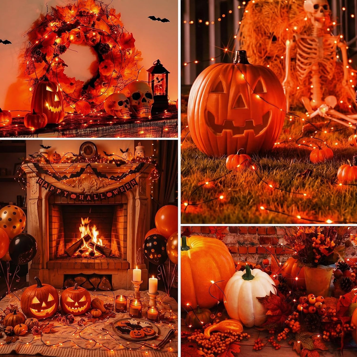 btfarm 2 Pack Halloween Orange Fairy Lights Battery Operated with Timer