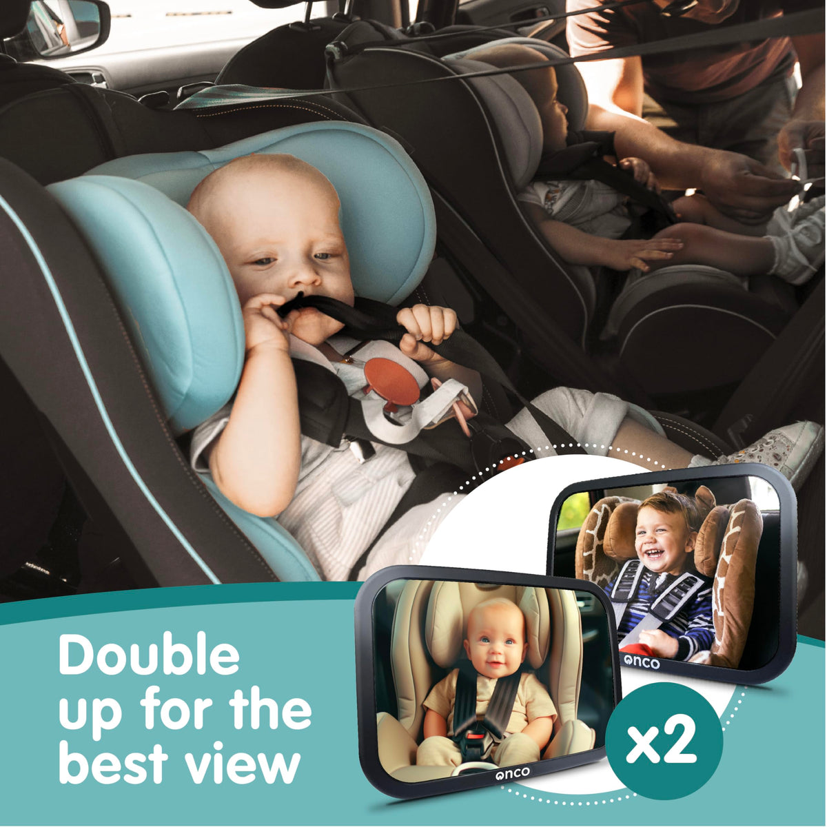 Onco Baby Car Mirror - Award-Winning, Shatterproof & Shakeproof [Black]