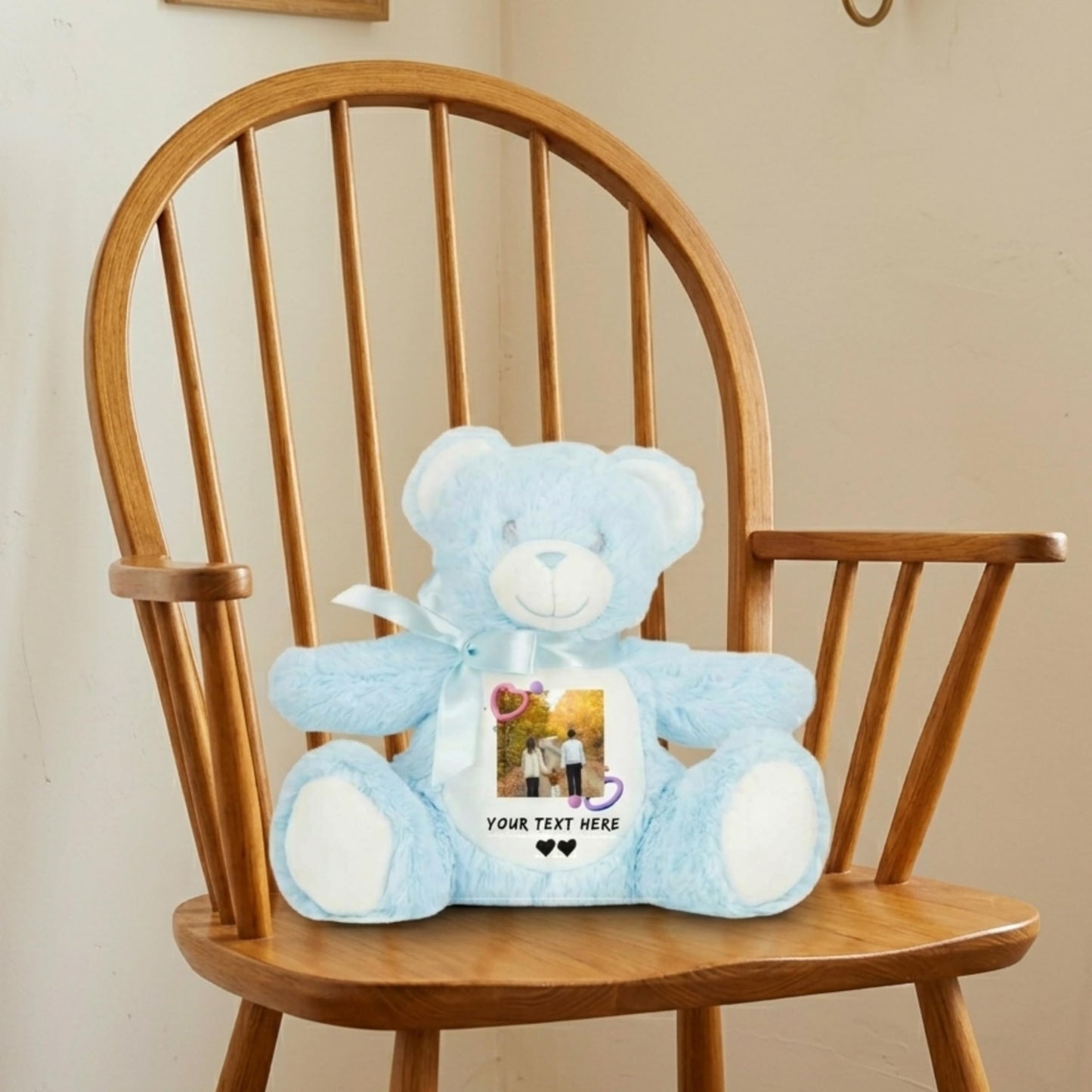 Personalized Teddy Bear with Photo and Text, Custom Plush Toy, Polyester, Memory Keepsake Soft Toy for Kids and Couples (Light Brown Teddy)