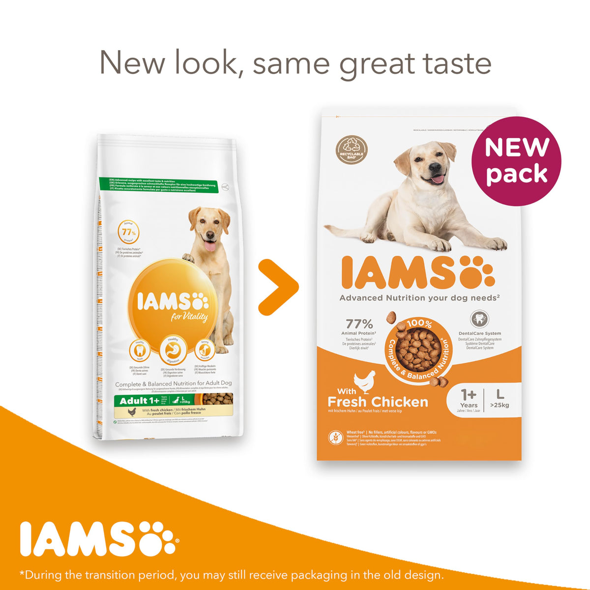 IAMS Adult Large Complete Dry Dog Food Lamb 12kg - With DentalCare System