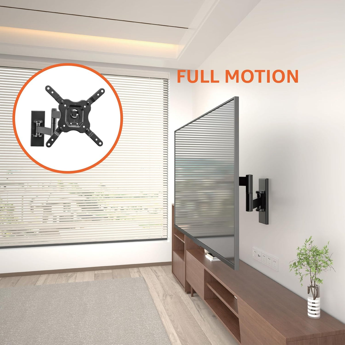 Amazon Basics TV Wall Mount, Full Motion Swivelling Tilting TV Bracket for 12-40 Inch Flat and Curved TV or Monitor up to 36 kg, Max VESA 200x200 mm, Black