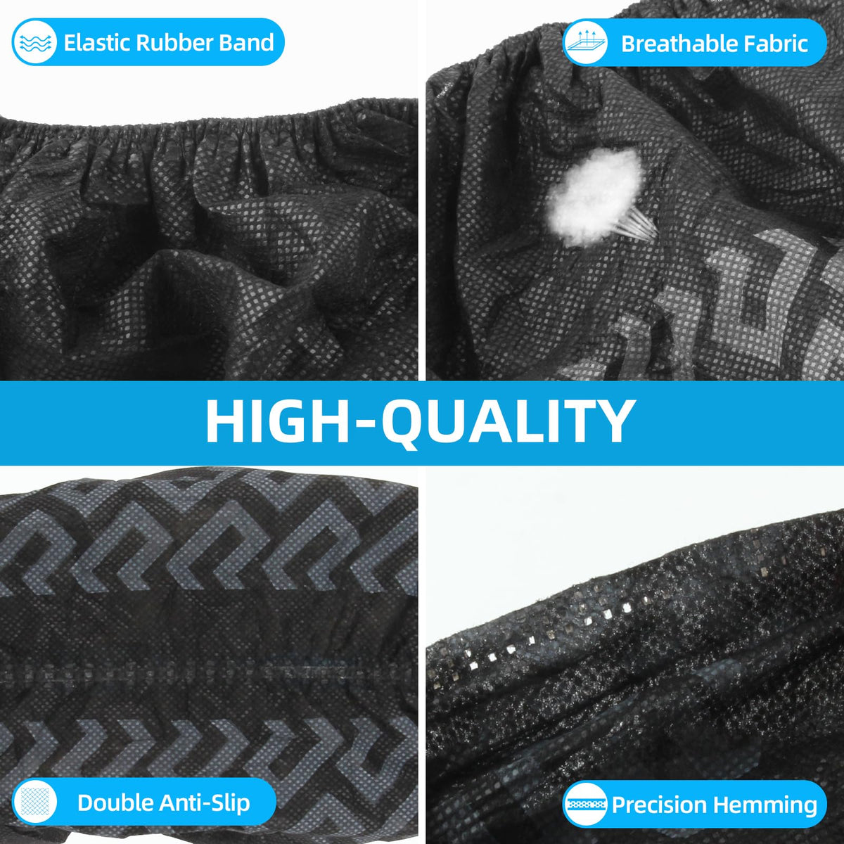 WUJUN 100/200 Pack Blue/Black Disposable Shoes Covers Boot Cover Waterproof, Dust-proof, Non-slip, One Size Fit Most, Protect Your Shoes, Carpets and Floors. Cleaning Accessories