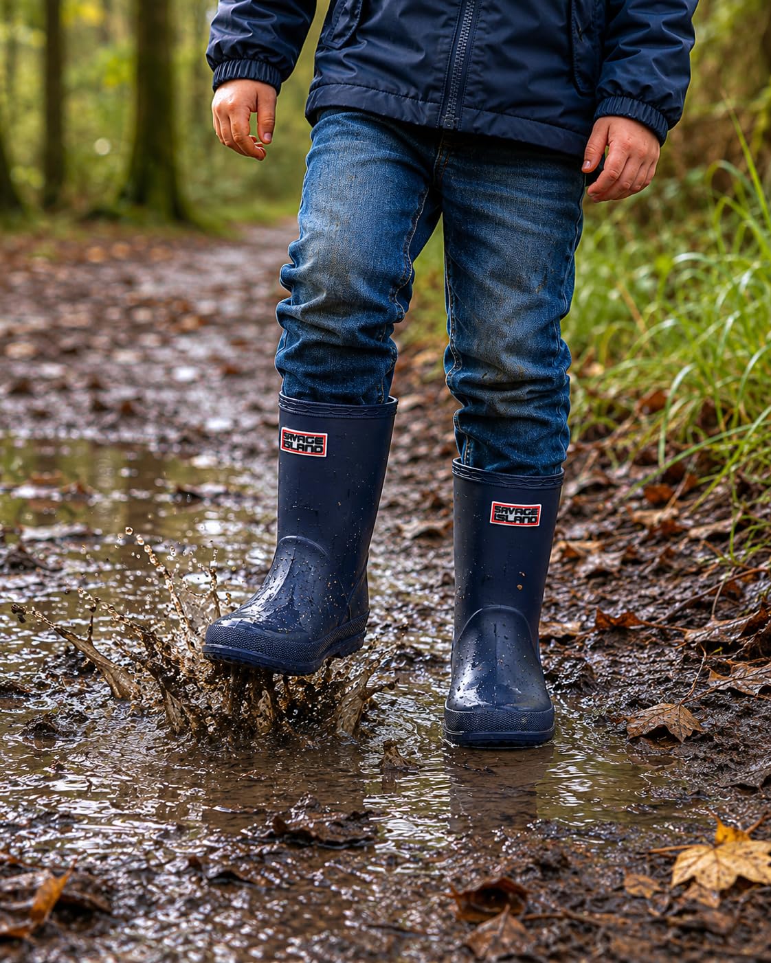 Savage Island Kids Wellies Boys & Girls Waterproof Wellington Boots - Toddler & Children’s Rain Boots - Unisex Welly Shoes