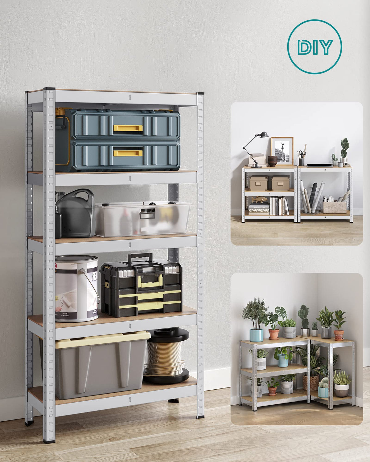 SONGMICS 5-Tier Heavy-Duty Shelving Units, Set of 2, Boltless Assembly