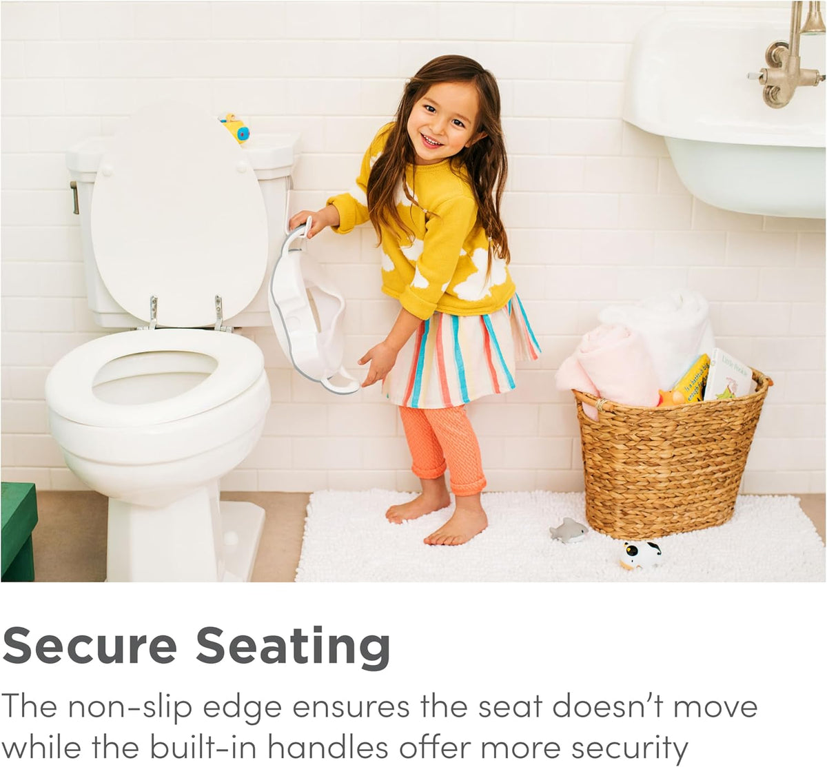 Munchkin Sturdy Potty Seat | Potty Training Toilet Seat with Handles and Legs | Ideal for Toddler and Children | Grey