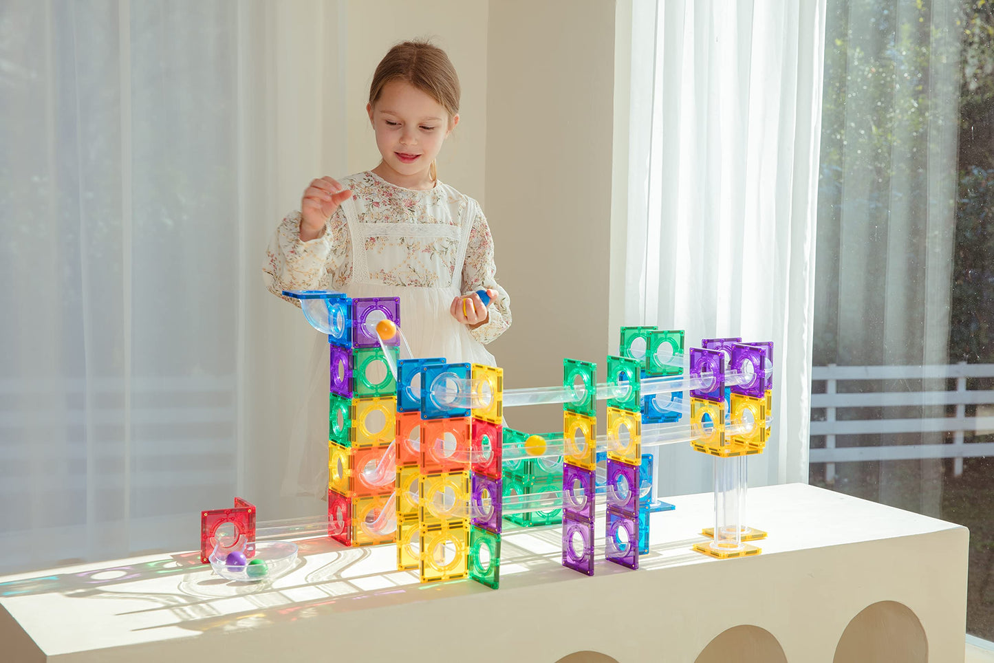 MEGAGONTILES 110PCS Premium Magnetic Tiles Set | STEM-Authenticated Magnetic Building Blocks | Educational Construction Toy for Kids Ages 3–8 (Boys & Girls)