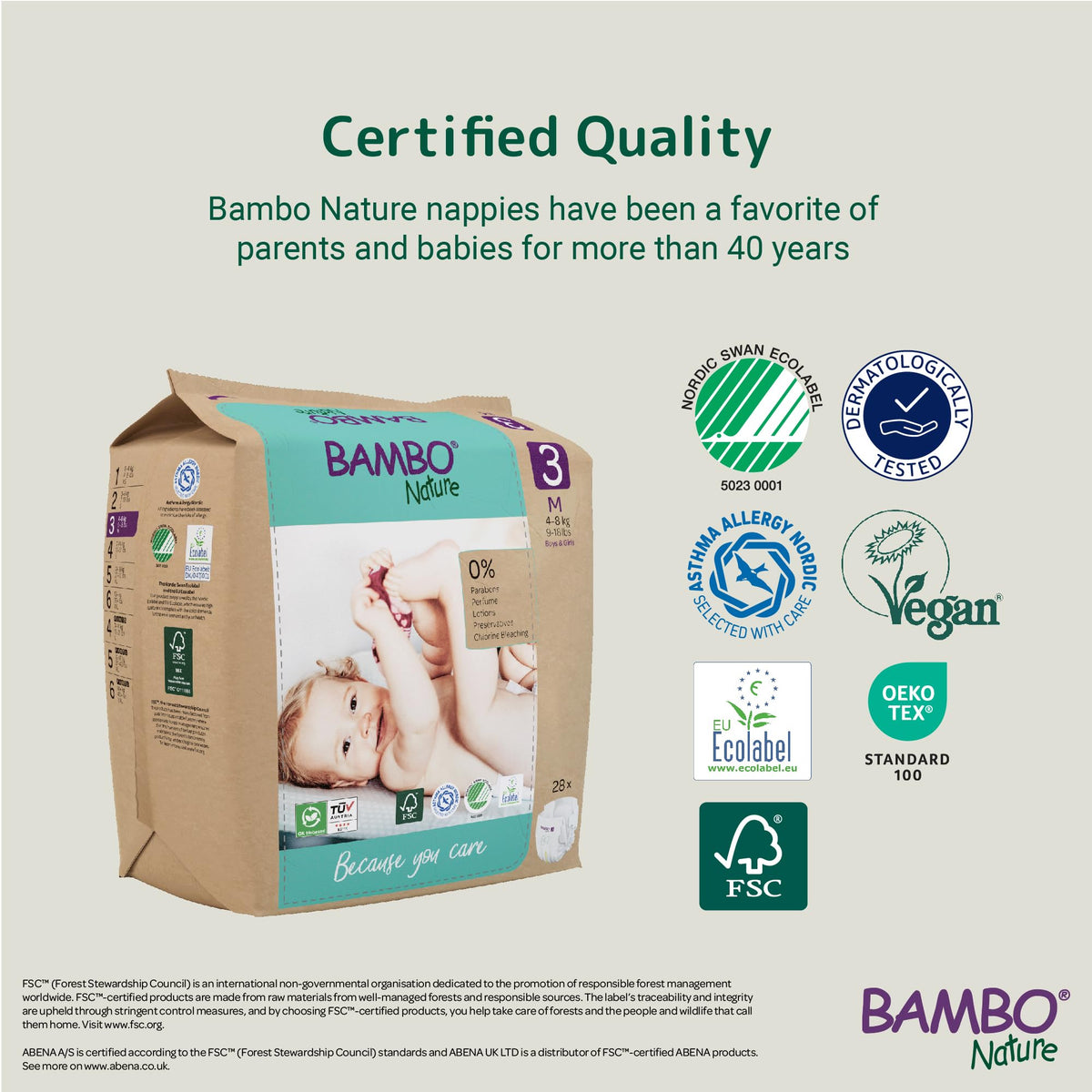 Bambo Nature Premium Eco Nappies, Premature Size 0 (2-7lb/1-3kg), XXS, Pack of 24, Eco-Labelled Nappies, Enhanced Leakage Protection, Secure and Comfortable Baby Nappy