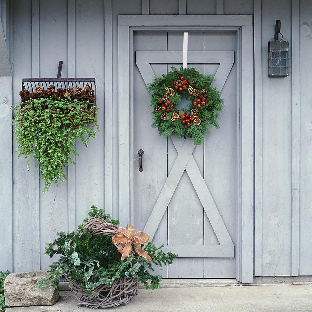 Jsdoin Christmas Wreath Door Hanger, 12.5 Inches Metal Front Door Wreath Hook for Christmas Home Office Wall Wedding Wreaths or Decorations (White, 1 Pack)