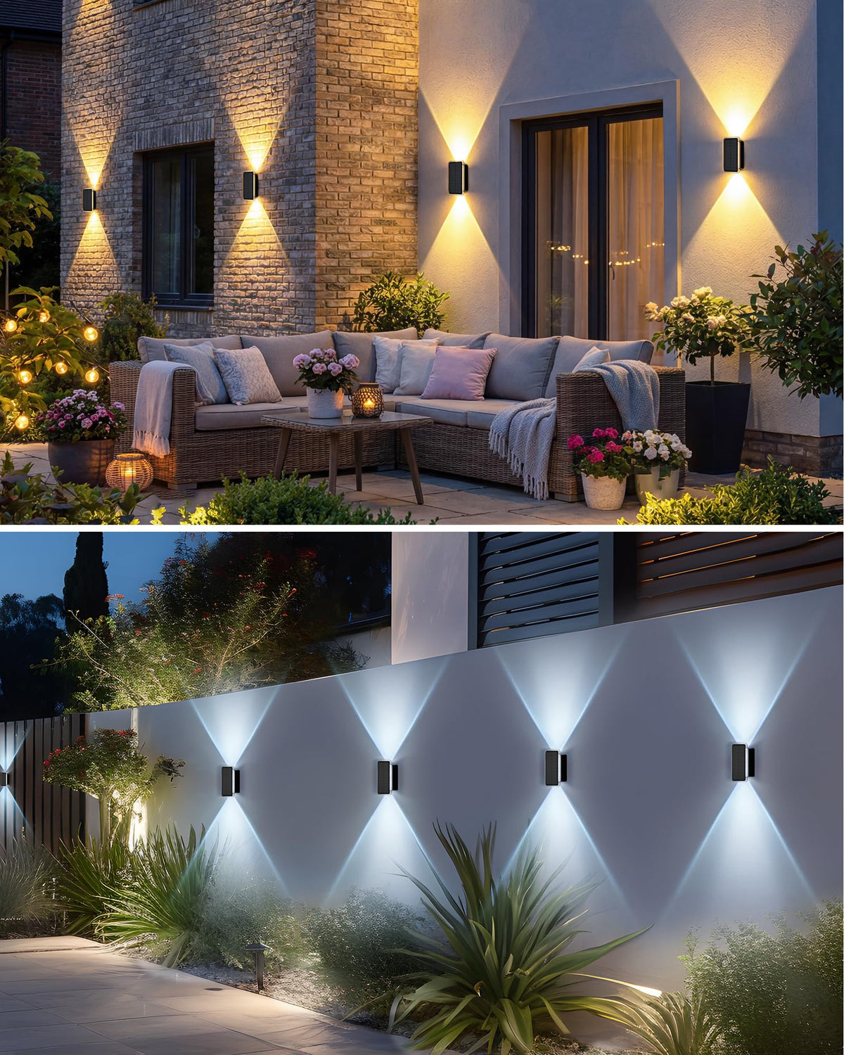 vighep RGB Solar Fence Lights Outdoor 3 Pack, 11 Mode Up & Down Wall Lights