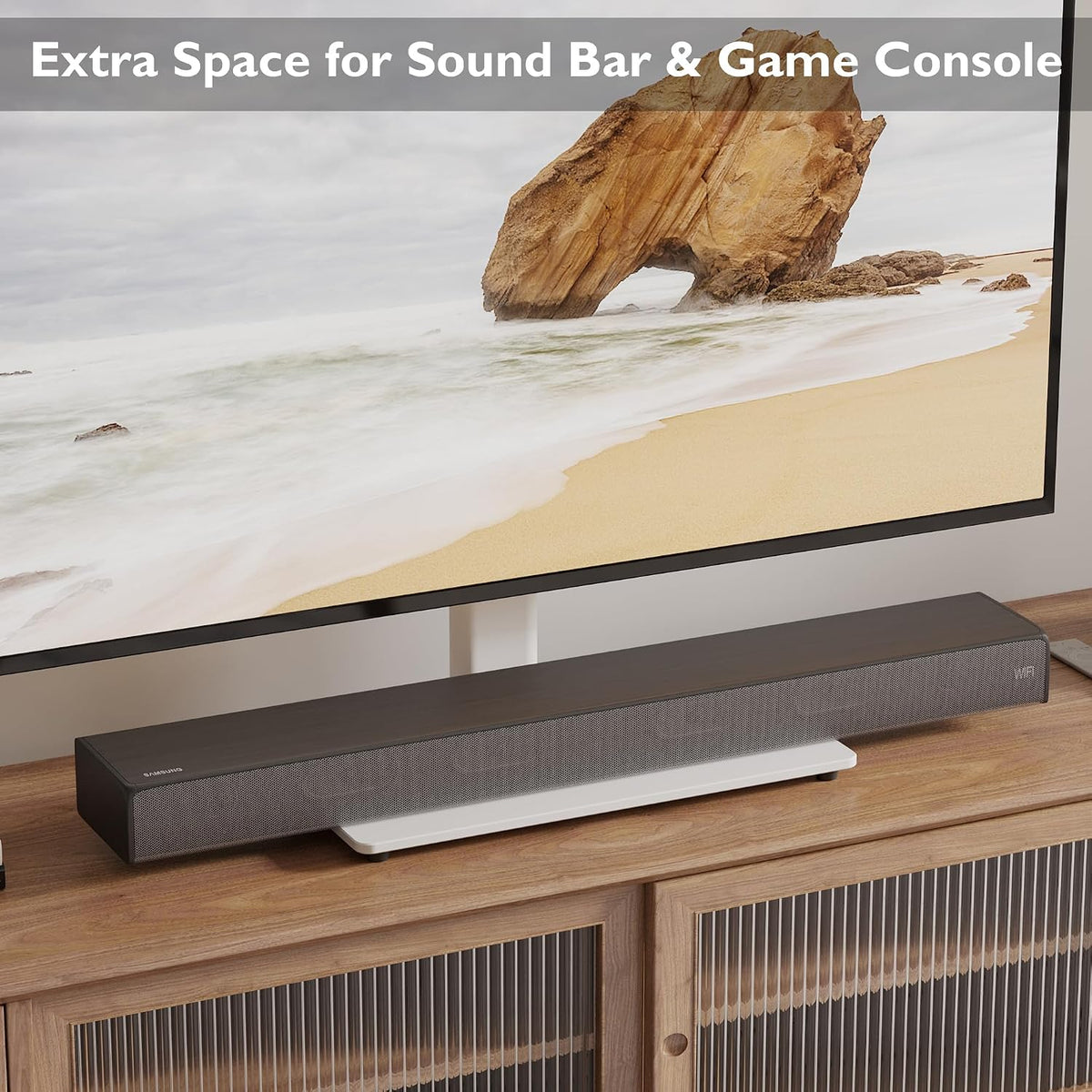 BONTEC Universal TV Stand for 24-60 Inch TVs, Height Adjustable, 45 kg