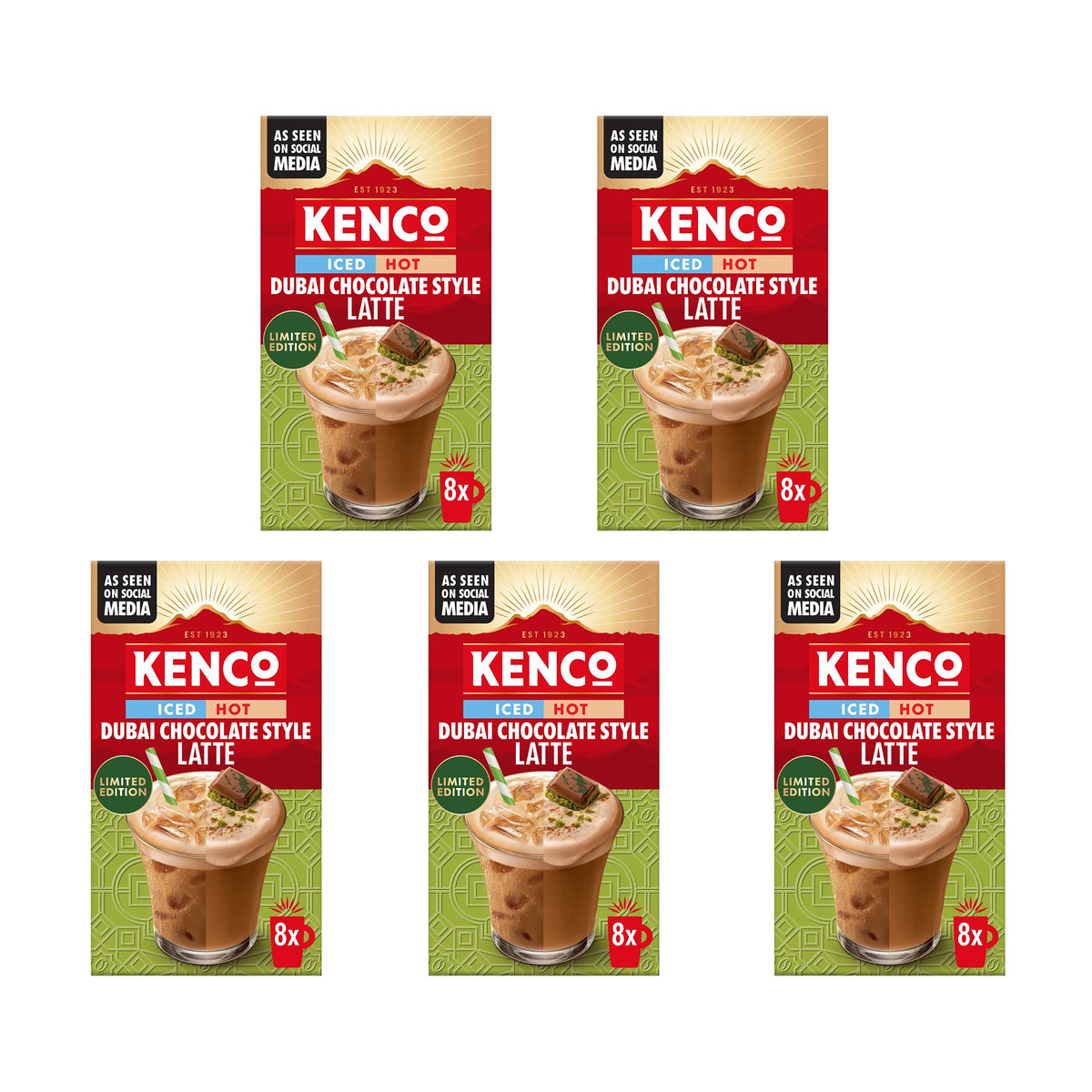 Kenco Iced Hot Salted Caramel Latte Sachets x8 (Pack of 5, Total 40 Sachets)