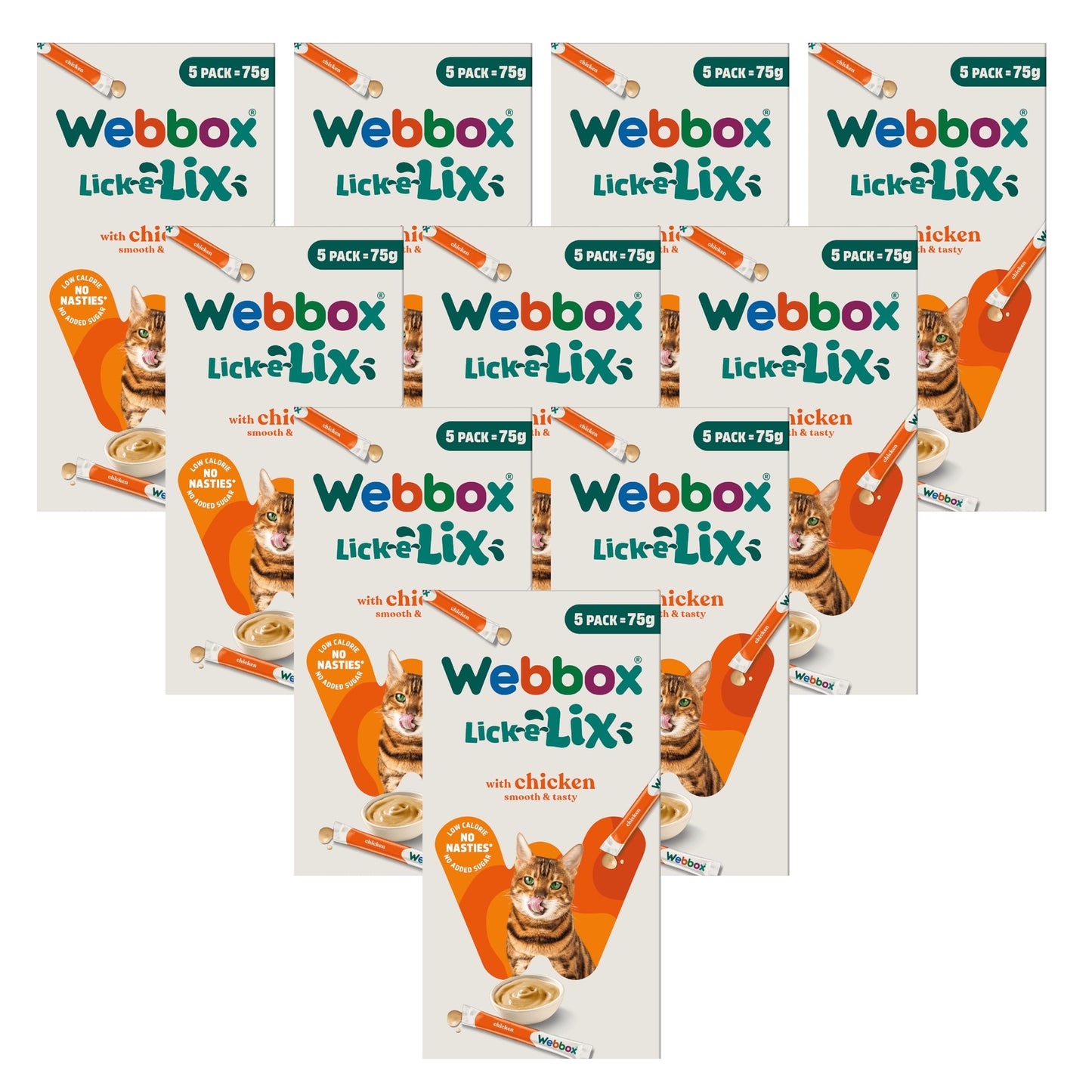 Webbox Lick-e-Lix Cat Treats Variety Value Pack - Kitten Friendly, Grain Free, No Artificial Preservatives or Colours (50 Pack)