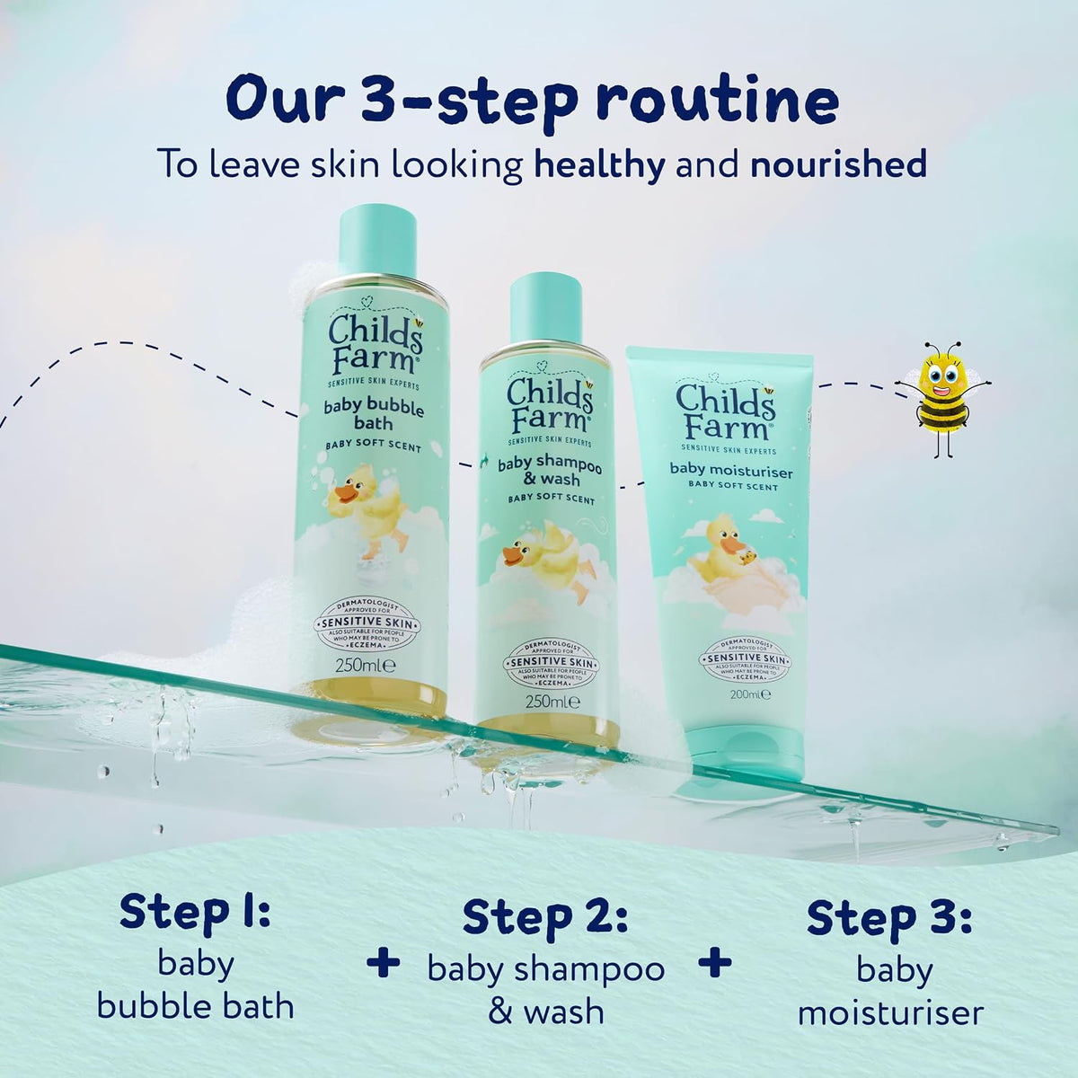 Childs Farm Baby Shampoo & Body Wash, Baby Soft Scent, Tear-free | Gently Cleanses & Soothes | Suitable for Newborns with Dry, Sensitive Skin, 250ml