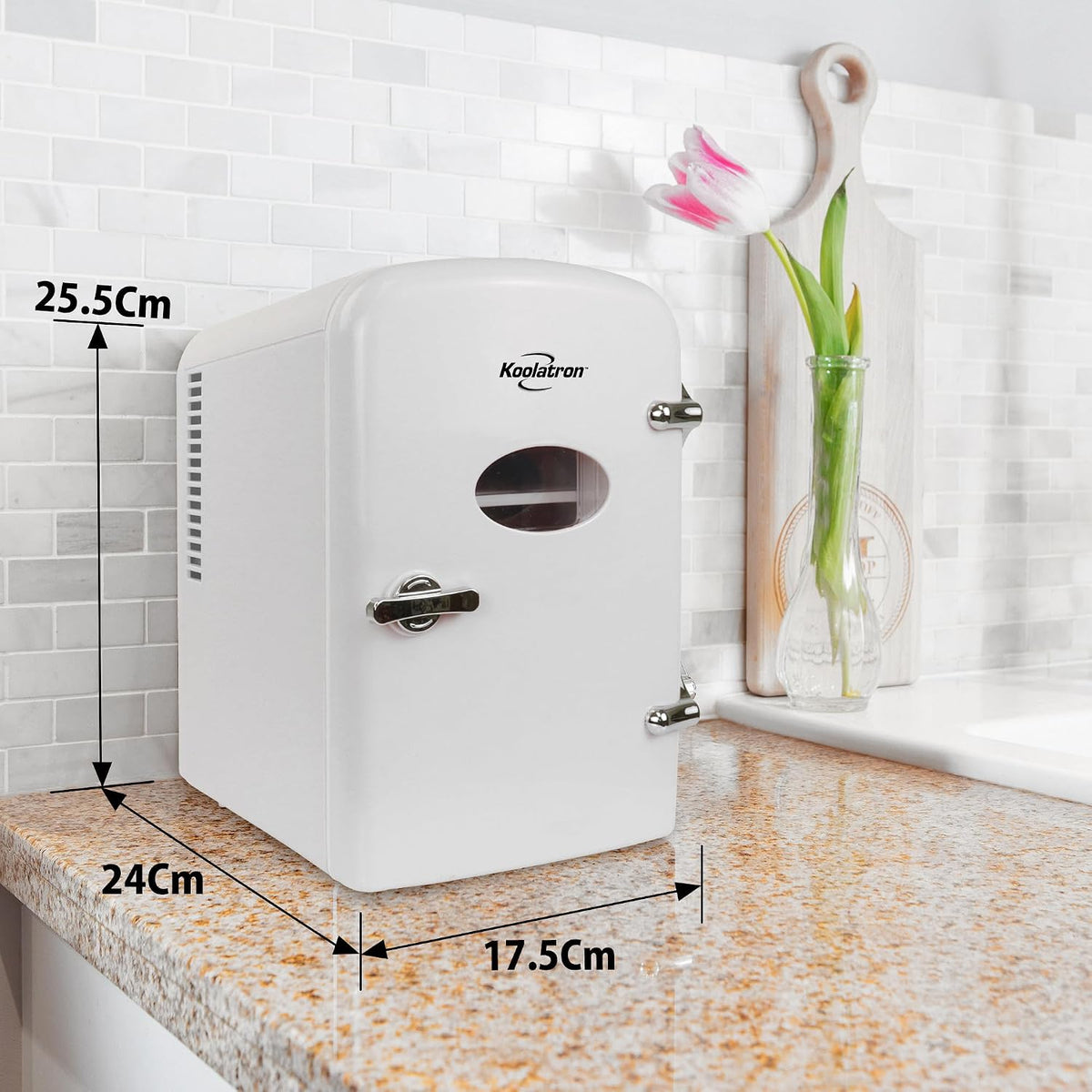 Koolatron Retro Mini Fridge For Bedrooms 12V Portable Cooler Refrigerator 4L Small 6 Can Table Top Quiet Mini Fridges For Skincare Food Drinks Kids Home Car & Travel Black