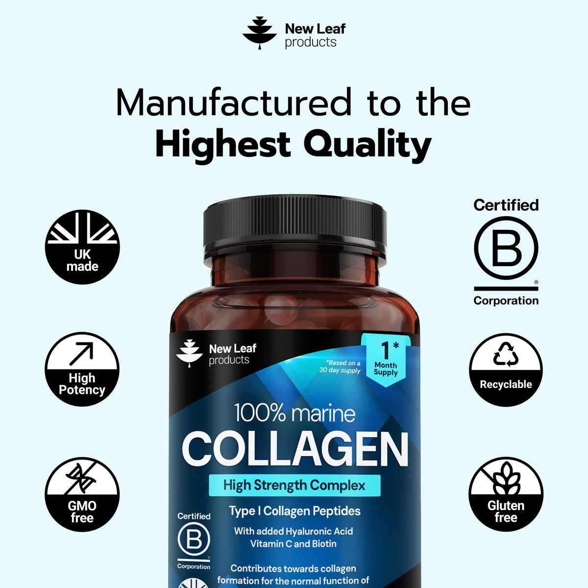 Marine Collagen Gummies for Women, 60 Gummies 1 Month Biotin, Folic Acid