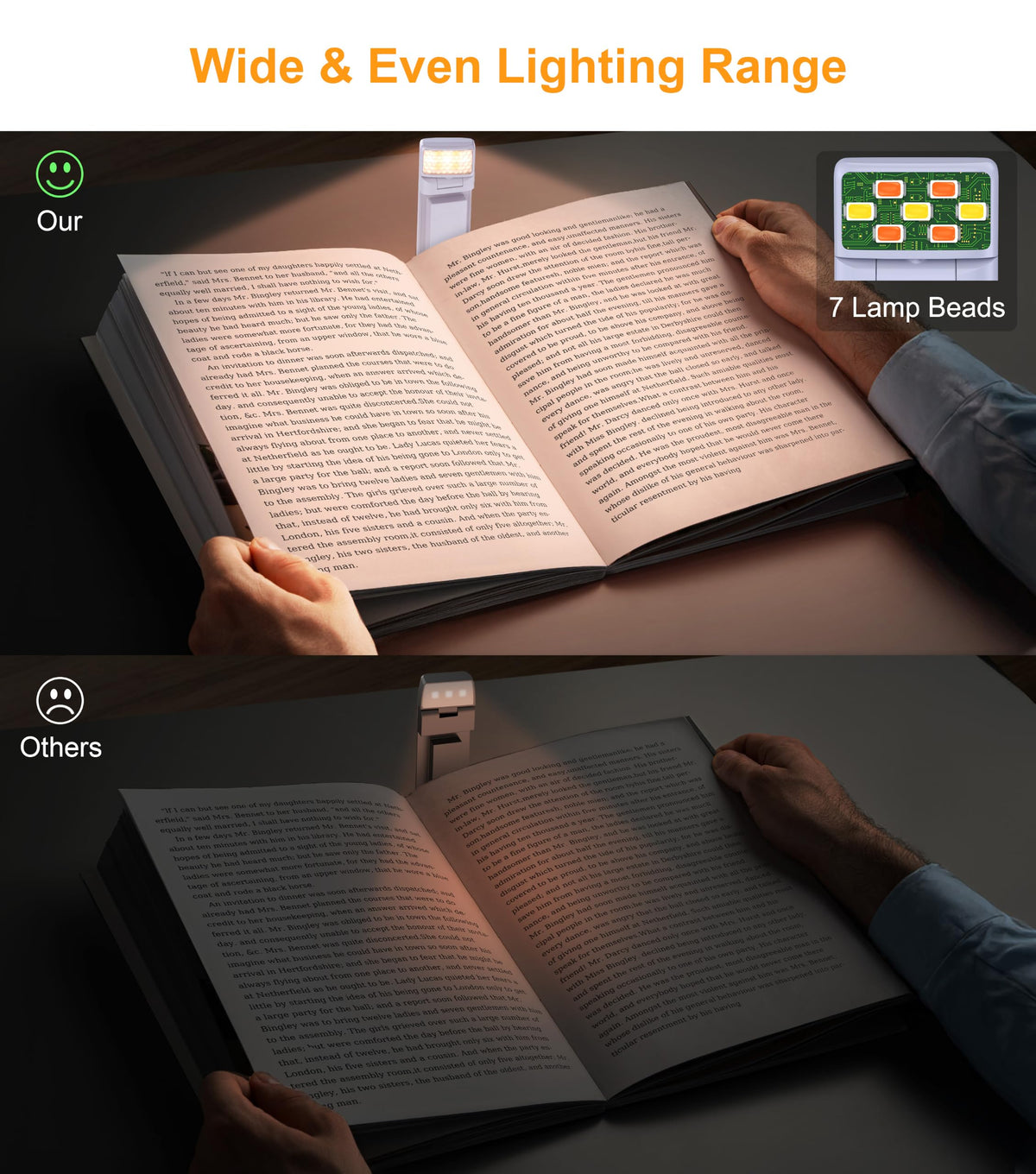 Gritin Book Light Rechargeable, Reading Light Lamp Clip on Book for Reading