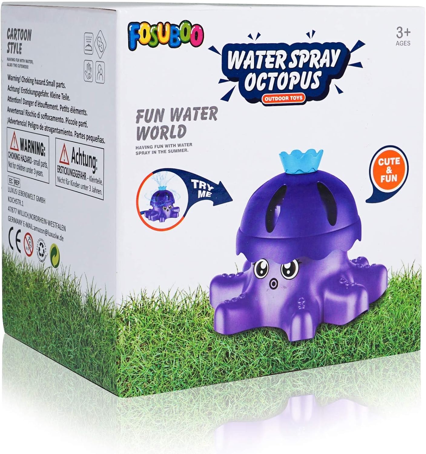 Outdoor Toys for Boy Girls, Water Spray Sprinkler for Kids Toddlers, Garden Spinning Sprinkler Toys, 2 Hose Adapters for Water Fun, 360° Water Spray, Summer Toys for 3 4 5 6+ Year Old, Fits All Hoses