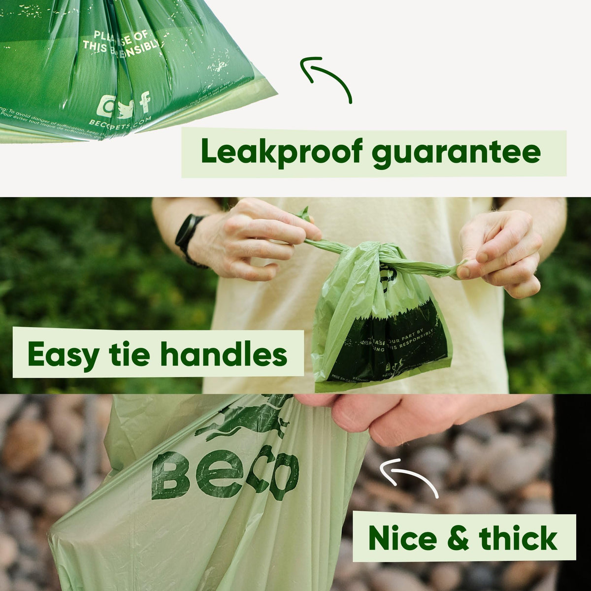 Beco Dog Poo Bags, 94% Recycled Plastic, Unscented Tie Handles, 120 Bags