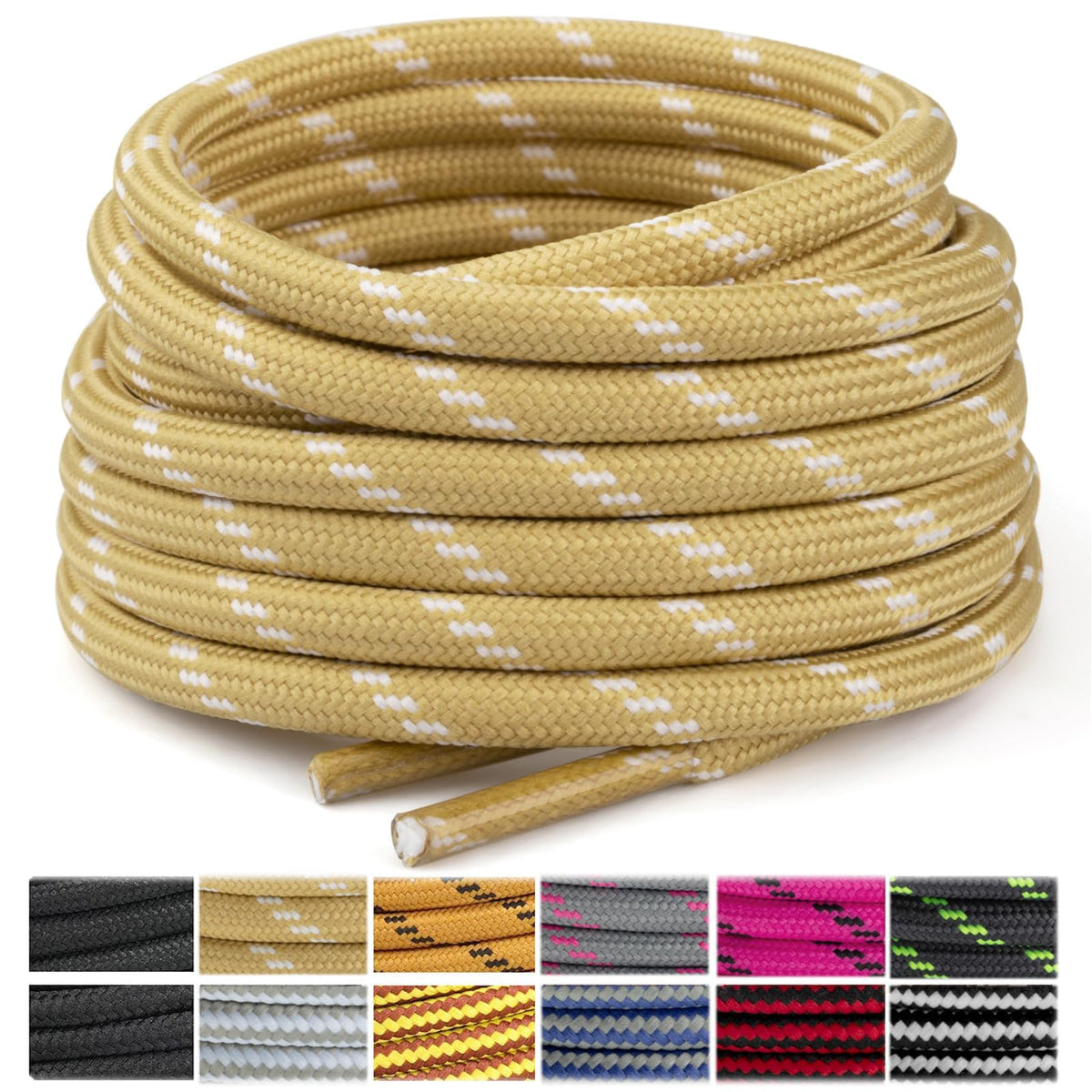 Stepace 2 Pairs Round Heavy Duty Boot Laces for Hiking and Work Boots