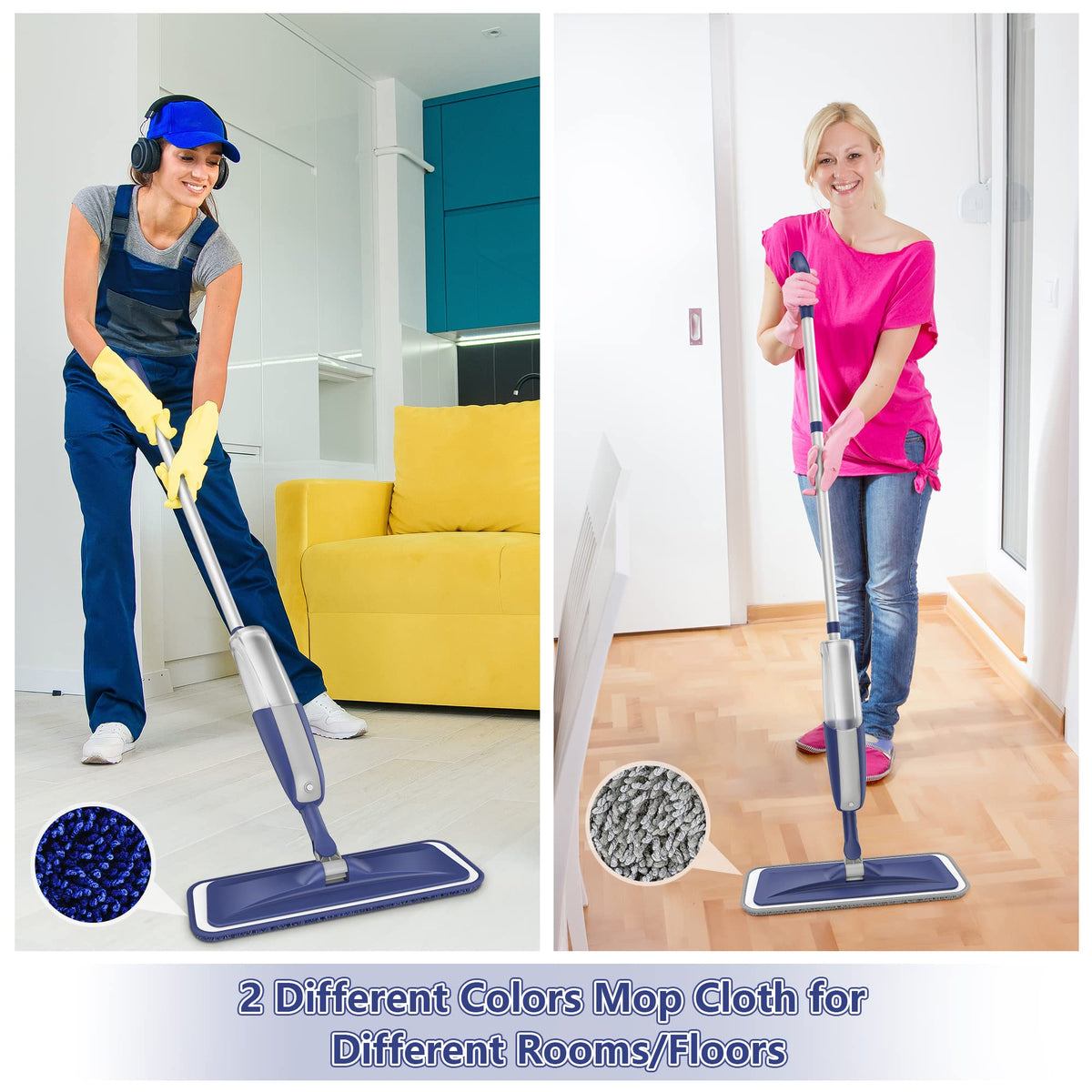 Spray Mops For Cleaning Floors - Microfiber Floor Mop with 3 Washable Pads