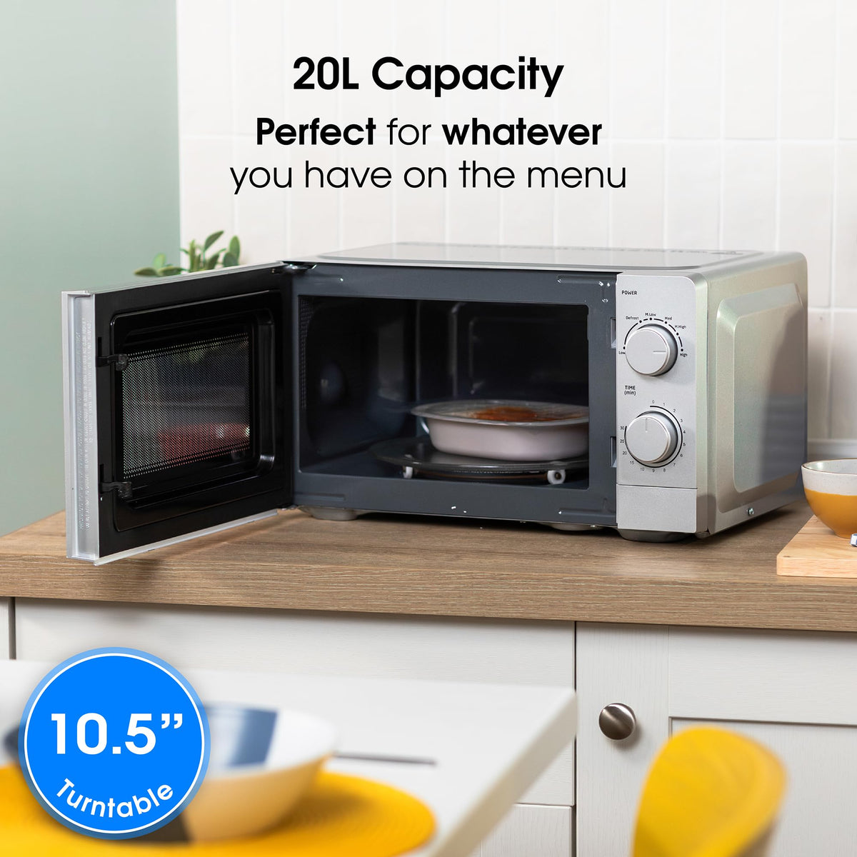 Abode Touch Control Microwave 20 Litre Black Digital 700W with Clock & Timer, 5 Auto Cook Settings & Defrost, 10 Power Levels AMT2012B (Touch Control, Silver)