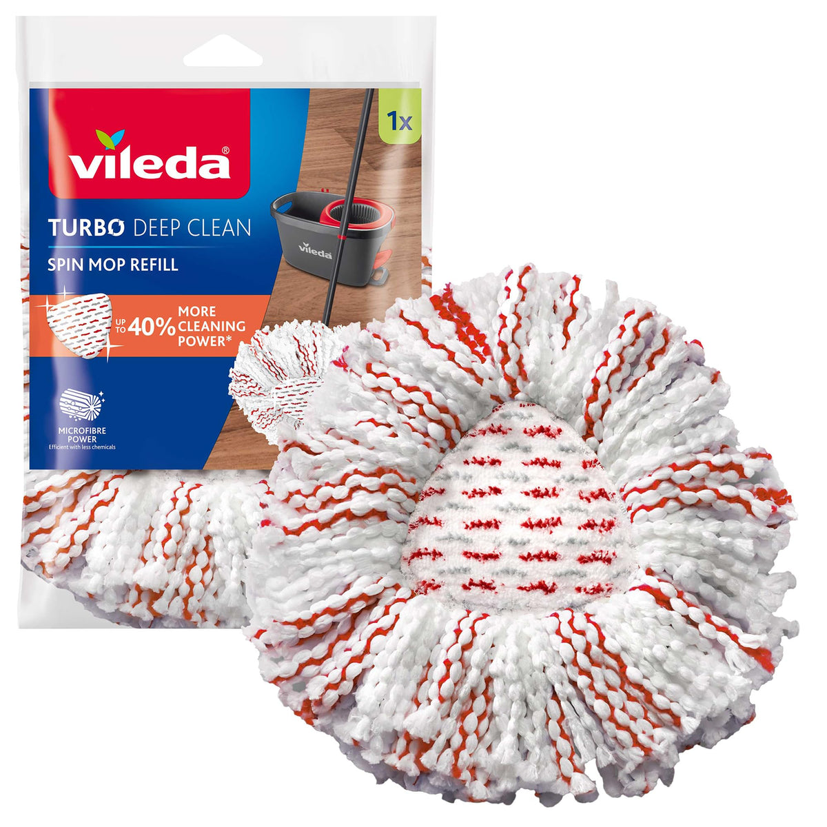 Vileda Turbo 2in1 Spin Mop & Bucket Set with Foot Pedal and Extra Refill