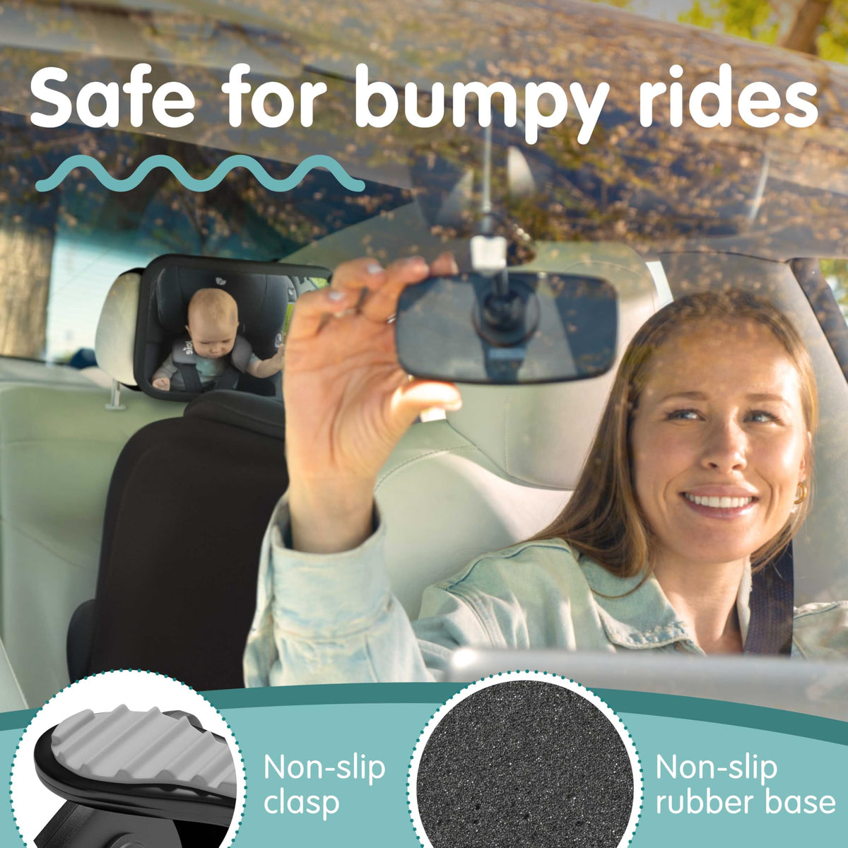 Onco Baby Car Mirror - Award-Winning, Shatterproof & Shakeproof [Black]