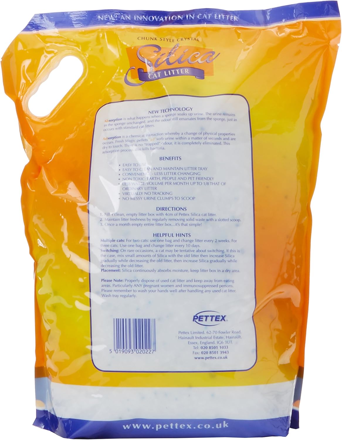 Pettex Silica Cat Litter Granules, 7.6L, clear