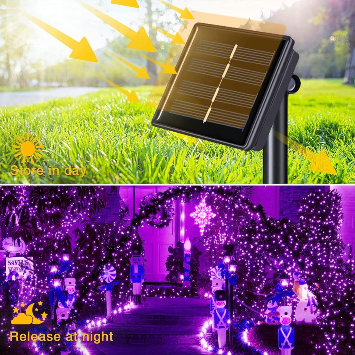 Lezonic 2Pack Solar String Lights Waterproof,12M/40Ft 120LED Garden Lights