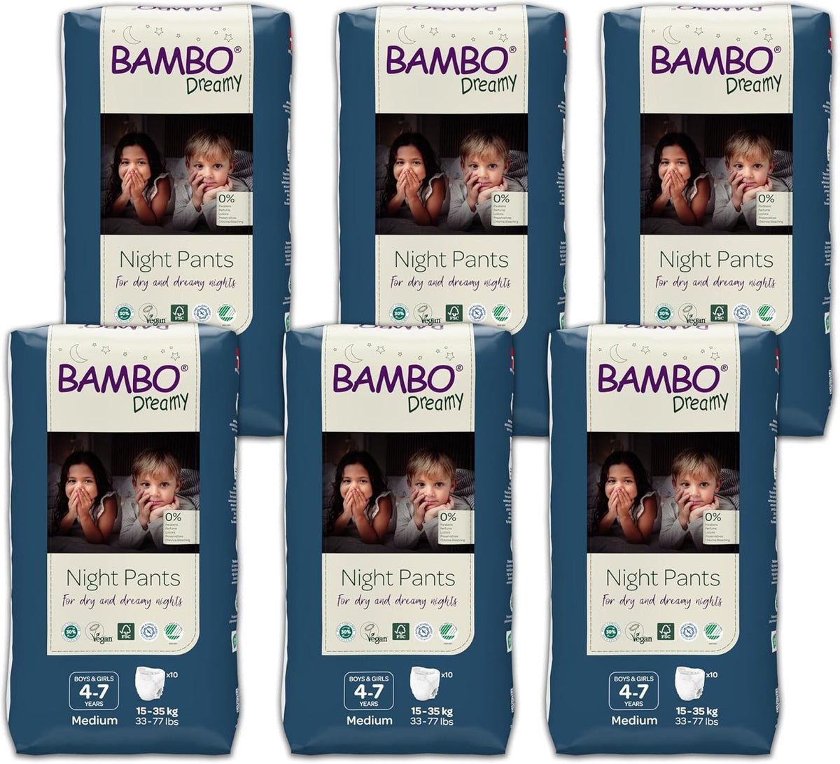 Bambo Nature Dreamy Night Pants Nappies, (Children Aged 8-15, 35-50kg), 10PK Pull Up Pants, Eco Nappies Keep Beds Dry All Night, Pull Ups Training Nappy, Secure, Comfortable, Potty Training