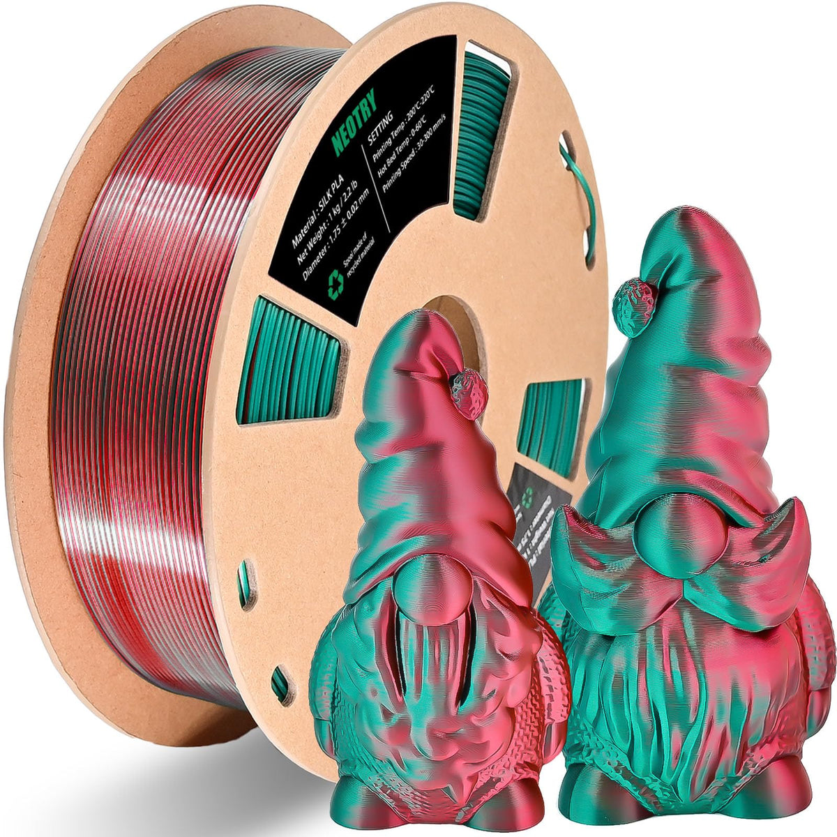 Silk Tri Colour PLA Filament 1.75mm 1kg, Multicolor 3D Printer Filament, Filament 3D Printing Materials for Most FDM 3D Printer, Silk PLA Red Yellow Blue, Rainbow PLA Filament 1.75mm ± 0.02