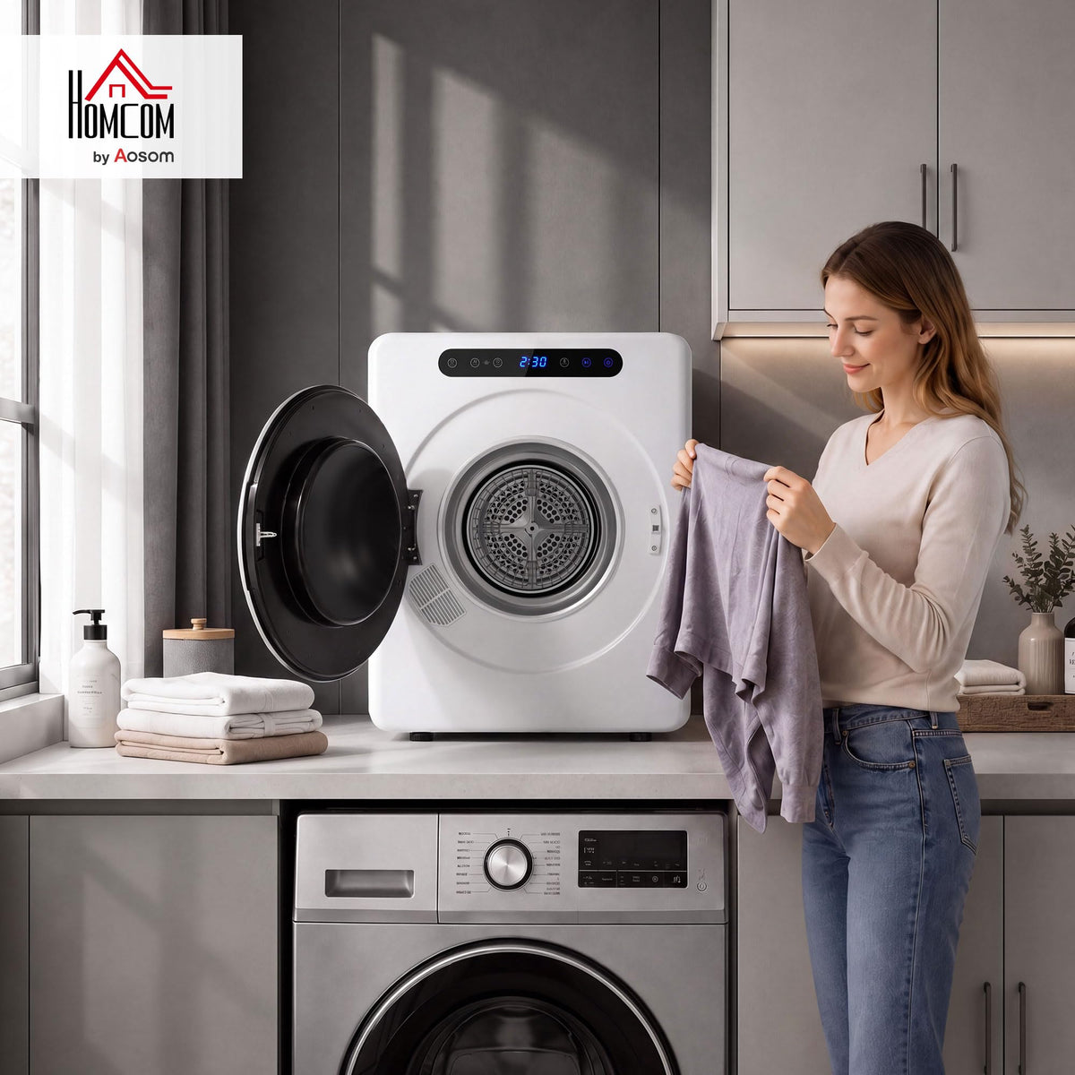 HOMCOM Vented Tumble Dryer 5kg Wet Laundry/3kg Dry Capacity 1000W Black