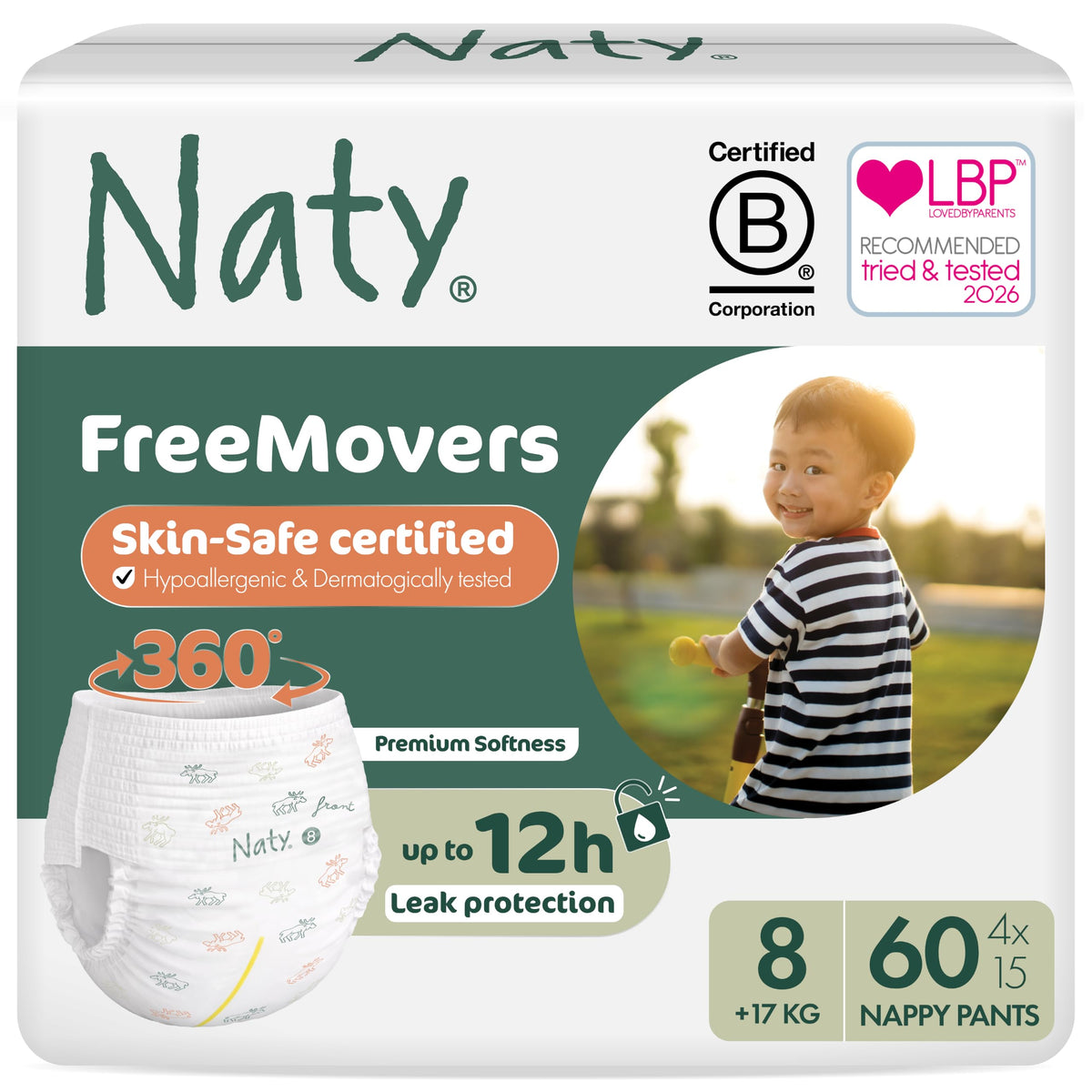 Naty FreeMovers Nappy Pants, Size 6 (16+kg), 18 Count