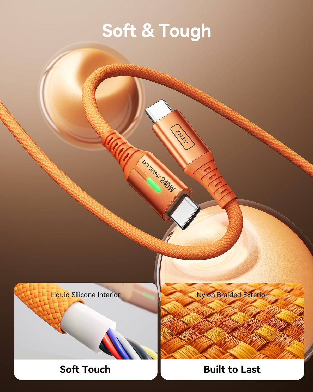 INIU 240W USB C to USB C Charger Cable, [2-Pack 2m] PD Type C Charge Cable