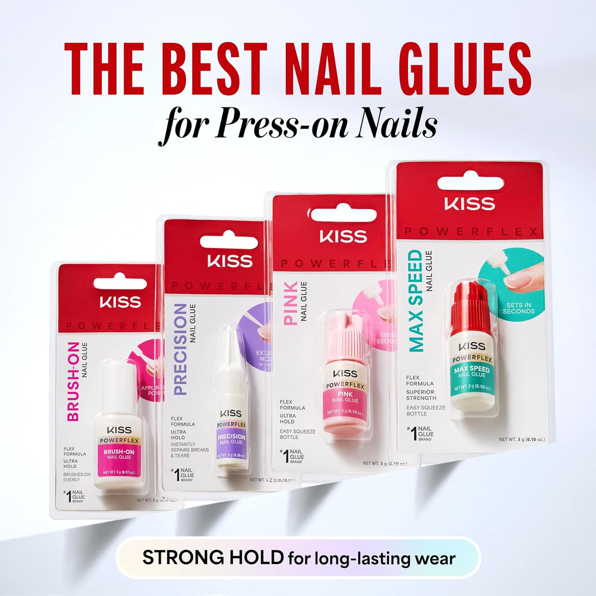 KISS Powerflex Brush-On Nail Glue, Flex Formula for Ultra Hold of False Nails, Instantly Repairs Breaks and Tears