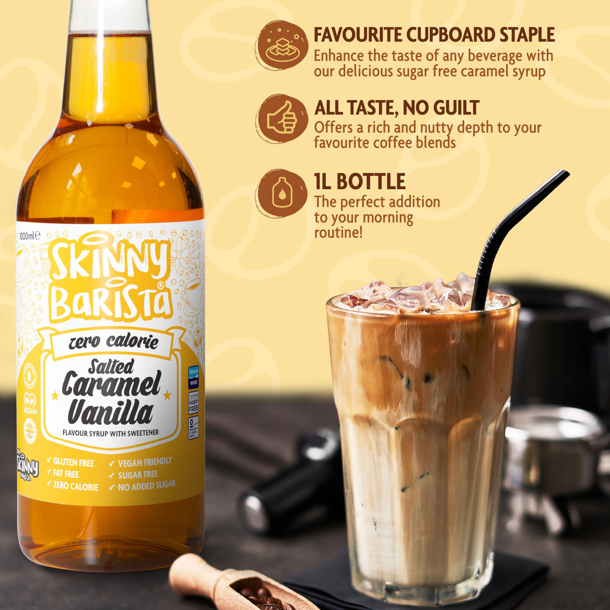 Skinny Food Co Butterscotch Syrup Zero Calorie 1L - Sugar Free Coffee Syrup