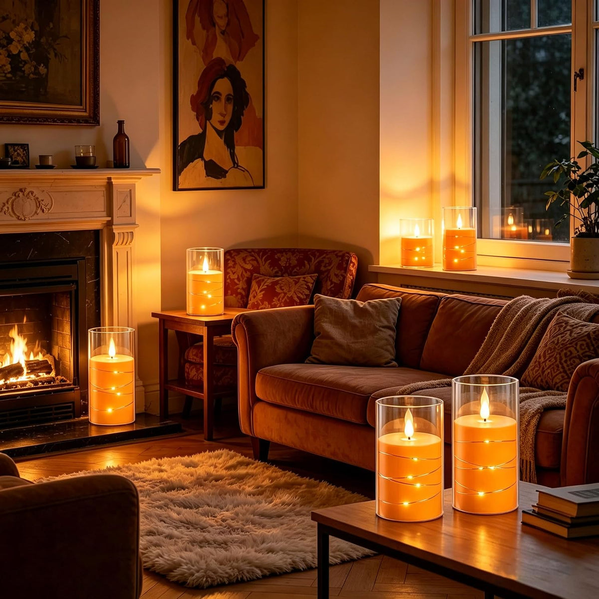 5 Pack Ivory Transparent Taper Candles, Black Wick Flickering Flameless LED Candles with Fairy Lights, Heat Resistant Reusable Plastic Candles, Remote Control, 14/14/16/18/20cm, Indoor Outdoor Decor