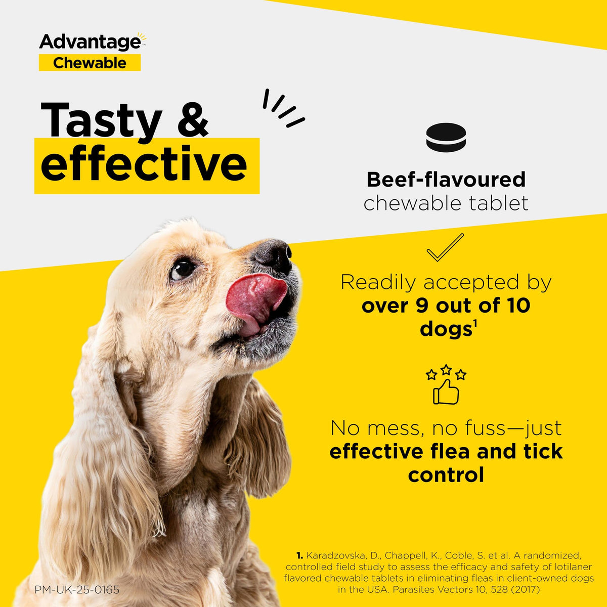 Advantage Chewable 450mg Chewable Tablets for Dogs >11 - 22kg (3 pack), Flea and Tick Treatment, Fast Acting Kills Fleas Within Hours, Prevention Lasts For A Month, Easy To Administer