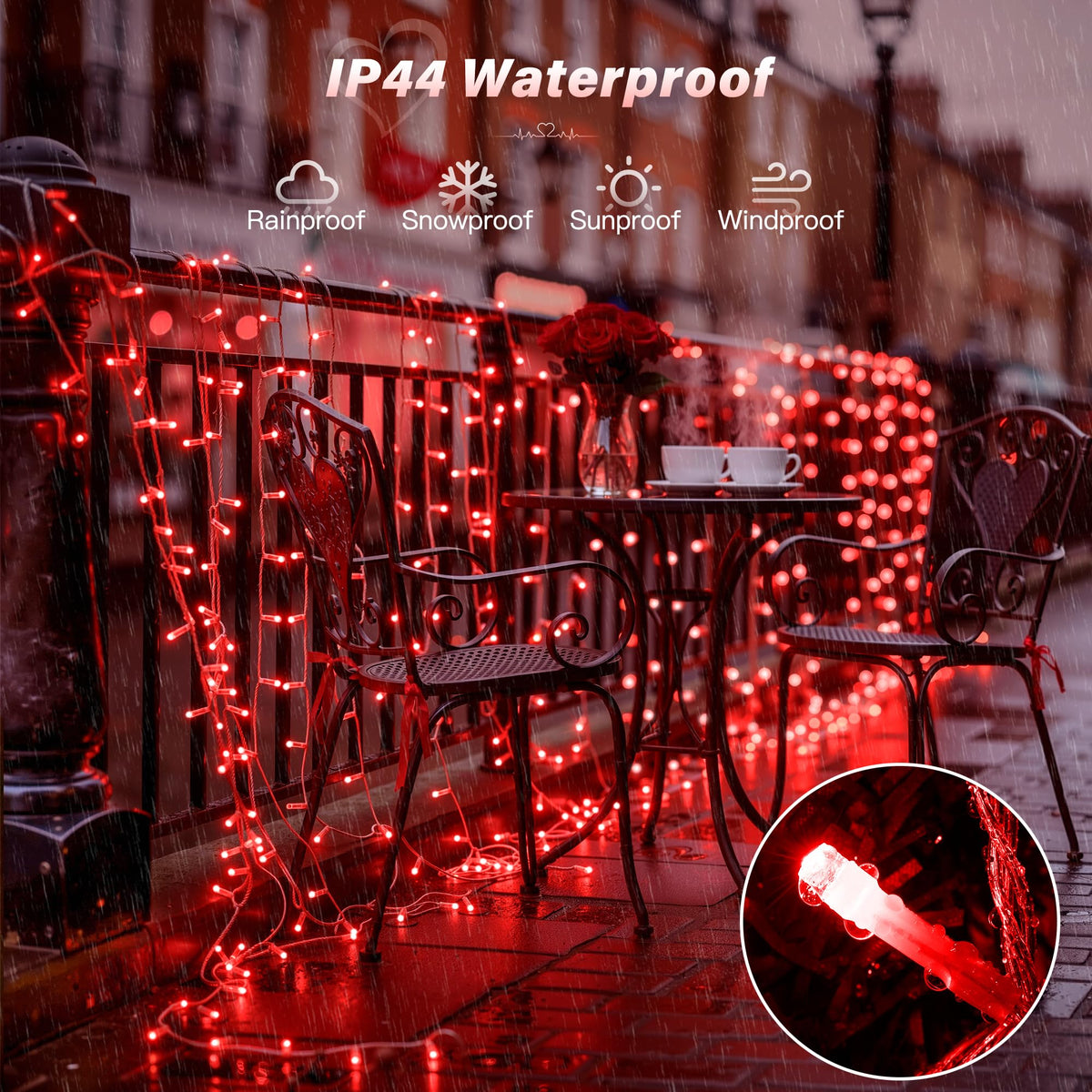 Ollny Fairy Lights Mains Powered 20m 200 LED Outdoor String Plug Remote