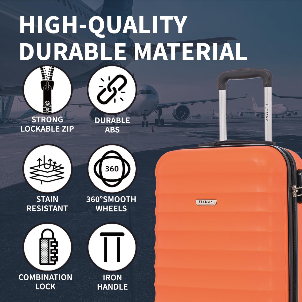 FLYMAX 55x40x20 Ryanair Cabin Bag Hand Luggage Lightweight Suitcase Approved Carry on Luggage Case 2.5KG 40L Royal